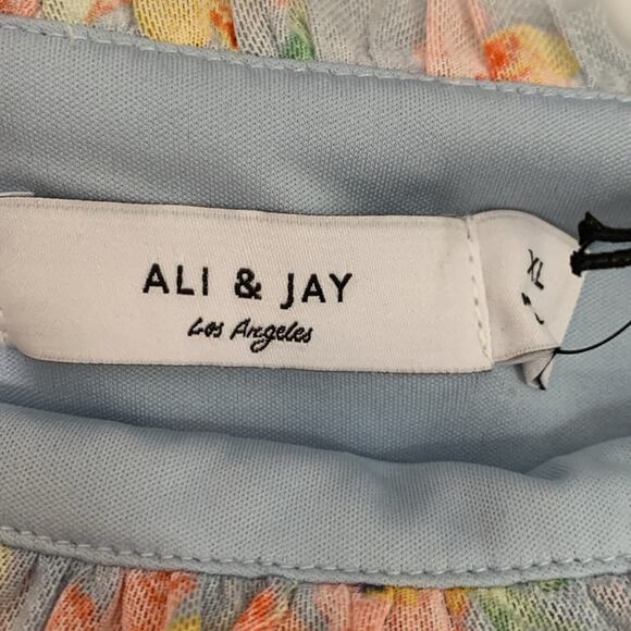 Ali & Jay Poolside Light Blue & Floral Mesh Midi Dress Size XL NWT - Picture 7 of 8